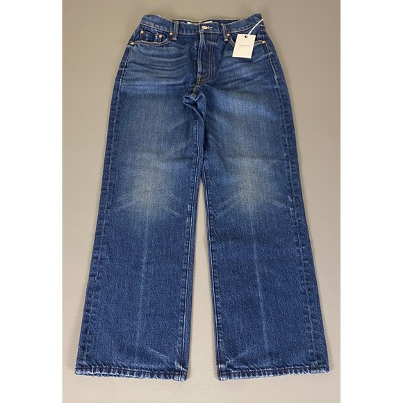 MOTHER The Rambler Ankle Jeans Size 26 Blue Button Fly High Rise Wide Leg NWT - Picture 1 of 14